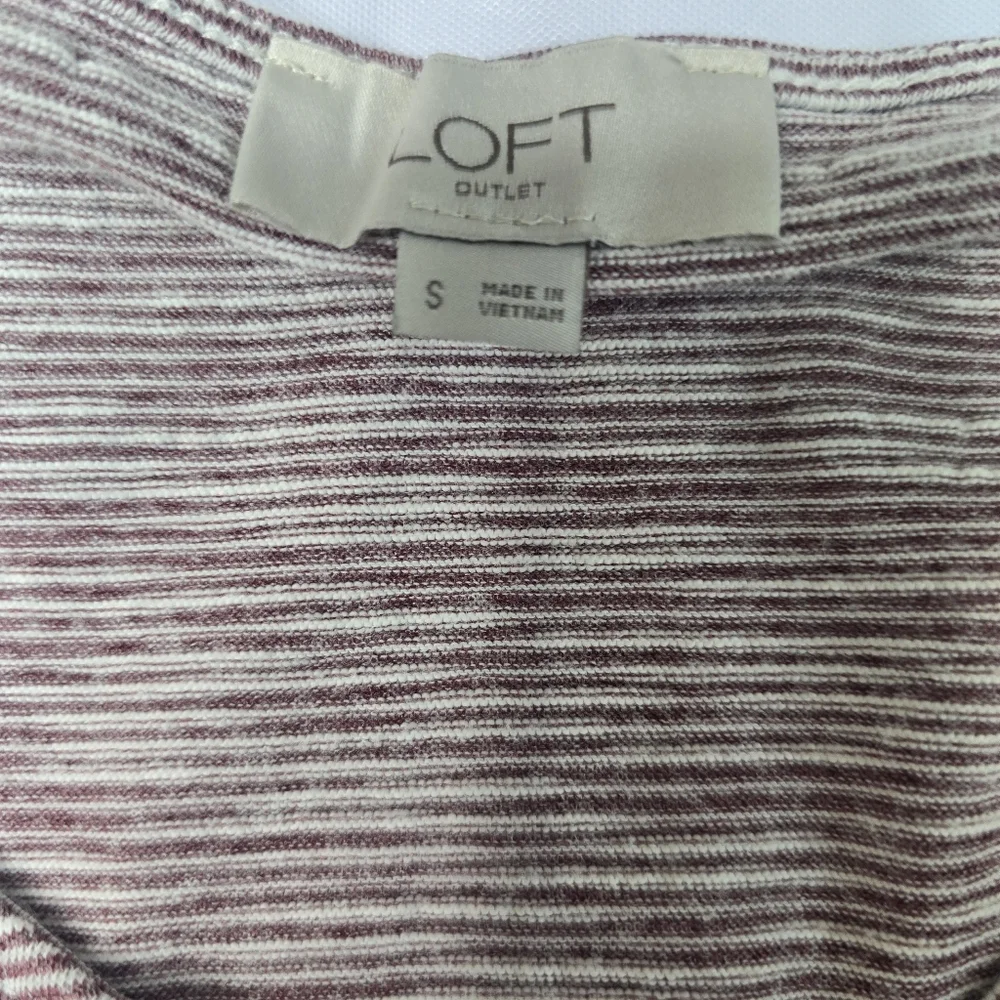 Loft brand V-neck striped top with ruffled sleeves
